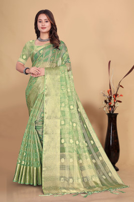 Aarunika SBT Woven Bollywood Organza Saree(Magenta)