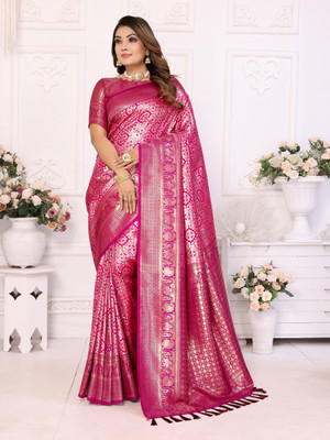 Tasrika Self Design Banarasi Pure Silk Saree(Magenta)