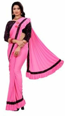 Julee Embellished Bollywood Lycra Blend Saree(Pink)