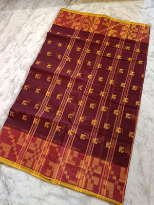 Bikash Dutta Fashion Self Design Tant Pure Cotton Saree(Green)