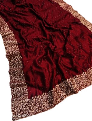 kalpana handloom Embroidered, Floral Print, Woven Tant Pure Silk Saree(Maroon)