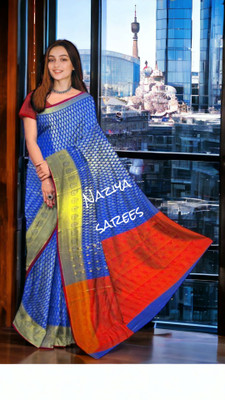 rgsaree Woven Banarasi Jacquard Saree(Blue, Red)