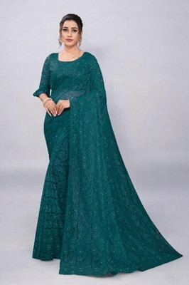 NEXAA Printed Banarasi Lycra Blend Saree(Green)
