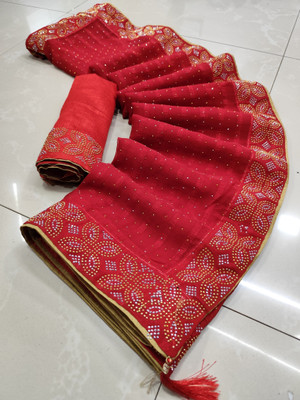 Sareez House Self Design Bollywood Georgette Saree(Red)