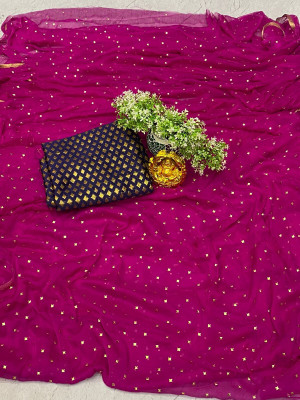 ELEGANCE FAB Polka Print Daily Wear Chiffon Saree(Purple)