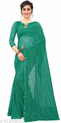 SNEH FAB Self Design Bollywood Net Saree(Green)