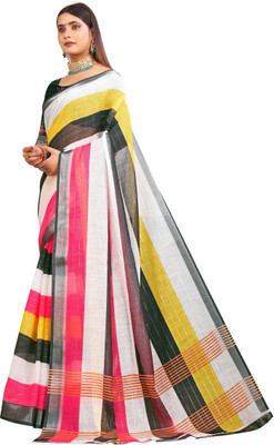 Gajal Woven Kanjivaram Pure Cotton, Cotton Linen Saree(Black)
