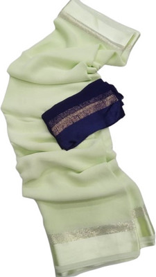 hasti fashion Solid/Plain Bollywood Viscose Rayon Saree(Light Green)