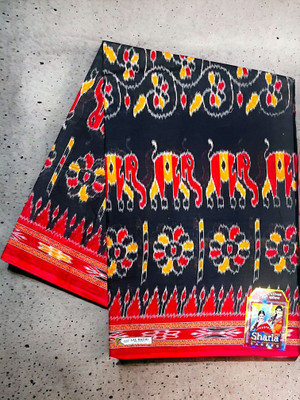 kalyani nx Printed Sambalpuri Pure Cotton Saree(Red)