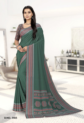 Vimla Printed Daily Wear Crepe Saree(Green)