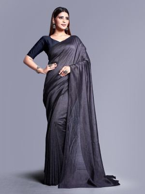 HouseOfCommon Solid/Plain Daily Wear Georgette Saree(Grey)