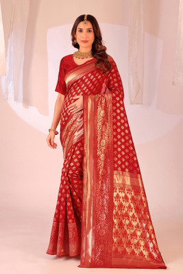 Moda Repido Woven Banarasi Pure Silk Saree(Maroon)