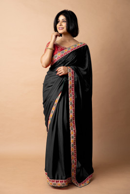 SUBHAM Solid/Plain, Embellished Bollywood Georgette Saree(Black, Red, Green)