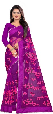 JSItaliya Embroidered Bollywood Net Saree(Purple)