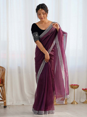 ANOUK Embellished Bollywood Net Saree(Purple)