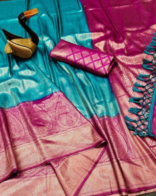 Homigoz Woven Banarasi Nylon Saree(Purple)