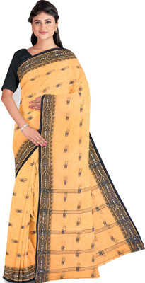 DipDiya Woven Tant Pure Cotton Saree(Brown)