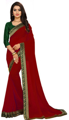 Queen worth Self Design Jamdani Georgette Saree(Maroon)