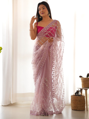 Sareemall Embellished Bollywood Net Saree(Purple)