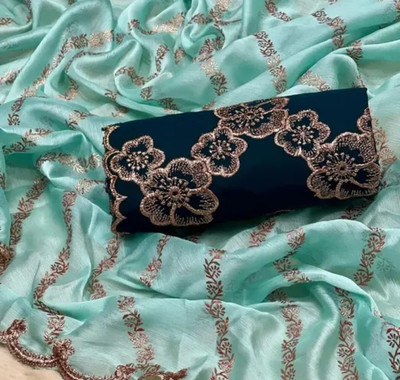 CLICKTHEMALL Self Design Leheria Satin Saree(Blue)
