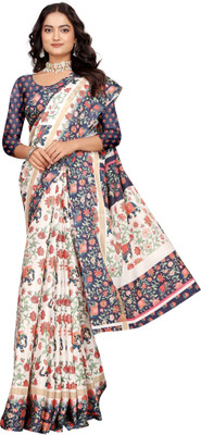HouseOfCommon Digital Print Kanjivaram Pure Cotton, Cotton Silk Saree(Multicolor)