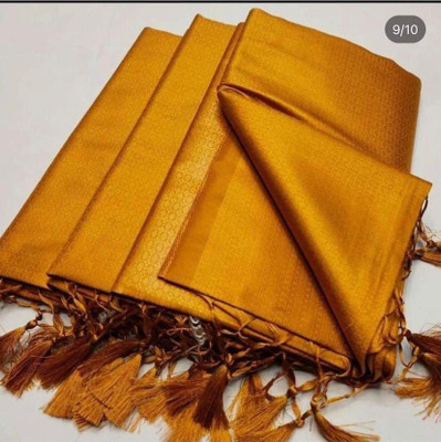 FAB WOVEN Woven Banarasi Pure Silk Saree(Yellow)