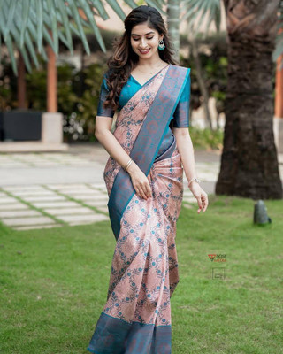 PHEASANT Woven Kanjivaram Pure Silk, Jacquard Saree(Multicolor)