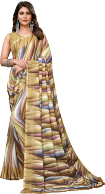 Priyashi Printed Bandhani Georgette Saree(Brown)