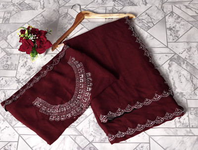 Dharam Creation Embroidered Bollywood Georgette Saree(Maroon)