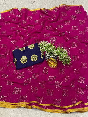 Desi Style Self Design Daily Wear Net, Chiffon Saree(Purple)