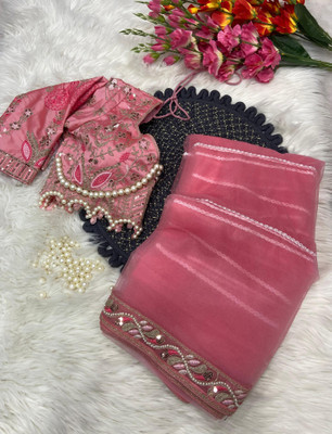GEDIYA ENTERPRISE Embroidered Bollywood Net Saree(Pack of 2, Pink)