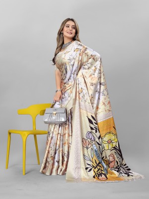 INITHI Digital Print Bollywood Crepe Saree(Multicolor)