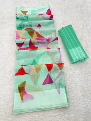 HouseOfCommon Printed Chanderi Chanderi, Cotton Blend Saree(Multicolor)