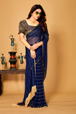 DIVYASHAKTI FASHION Self Design Daily Wear Chiffon Saree(Dark Blue)