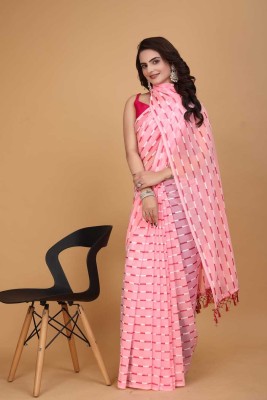 ZIVRI Striped Daily Wear Georgette Saree(Pink)