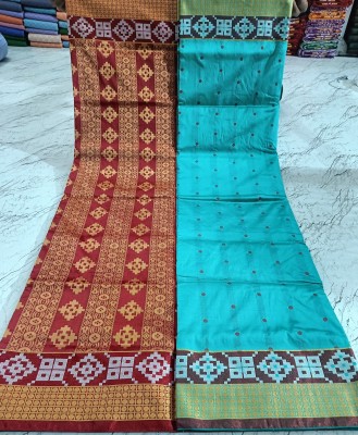 PremiumTextiles Temple Border, Woven Sambalpuri Art Silk Saree(Light Green)