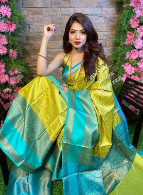 Marziyaa Woven Banarasi Jacquard Saree(Light Green)
