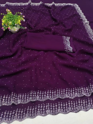 Bombey Velvat Fab Embellished Bandhani Georgette, Chiffon Saree(Magenta)
