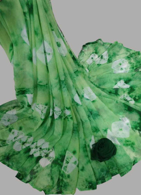KAKADIYA CREATION Printed Bandhani Chiffon Saree(Green)
