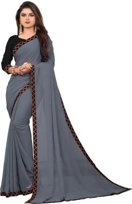 OKTAT Solid/Plain Bollywood Art Silk Saree(Black)