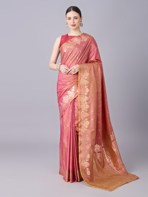 Bansari Textiles Woven Banarasi Jacquard, Pure Silk Saree(Pink)