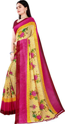 Samai Printed Daily Wear Georgette Saree(Pink, Yellow)