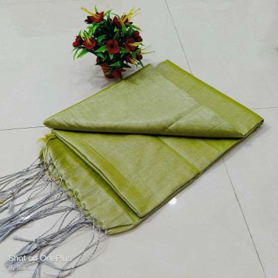 NAMITASAREES Solid/Plain Handloom Tissue Saree(Light Green)