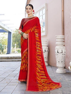 Divastri Printed Bollywood Georgette Saree(Red)