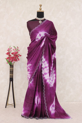 SAII CREATION Embellished Bollywood Silk Blend Saree(Purple)
