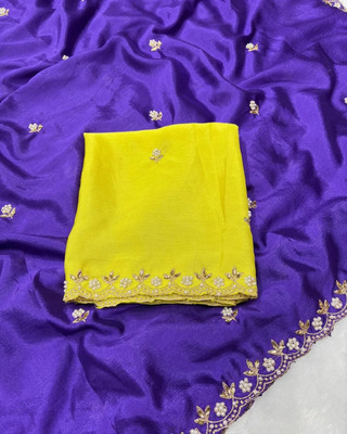 Tradivibe Dyed Bollywood Art Silk Saree(Purple)