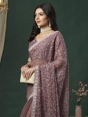 ANOUK Embellished Bollywood Georgette Saree(Purple)