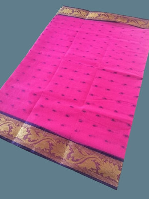 kunduhouse Self Design Jamdani Pure Cotton Saree(Pink)