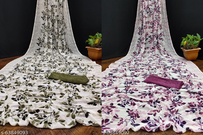 Sanjana Silks Printed Daily Wear Georgette Saree(Pack of 2, Multicolor)