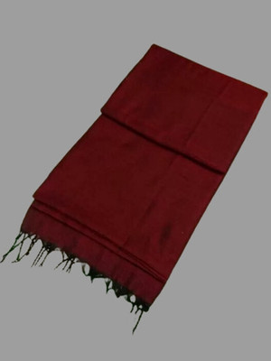 LushLooms Solid/Plain Tant Cotton Blend Saree(Maroon)